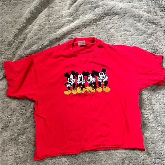 Disney Red Kids T-Shirt with Four Mickey Mouse Faces - Picture 1 of 4